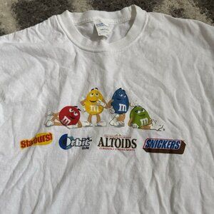 Y2K M&M’s Mars Company T Shirt Altoids Snickers Starburst Orbit Sz Large